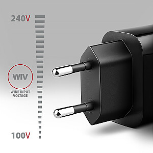 ACU-QC18 QC sieninis įkroviklis, 18 W, 1 USB-A, QC3.0/AFC/FCP/SMART Black