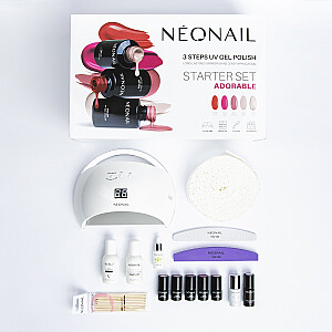 NEONAIL SET Adorable Led Lamp 21W/48 + Revital Base Fiber 7,2 ml + Dry Top 7,2 ml + Nagų valiklis 50 ml + Acetonas 50 ml + Poliruoklis 100/180 + Dildė 100/180 + Lazdelės 10 vnt. + Medvilnė 250 vnt.