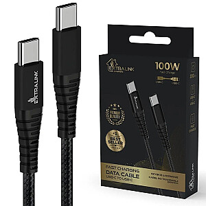 Extralink Smart Life braided USB Type-C į Type-C 2M 2M Black | USB tipo C laidas | 480 Mbit/s, 20V 5A