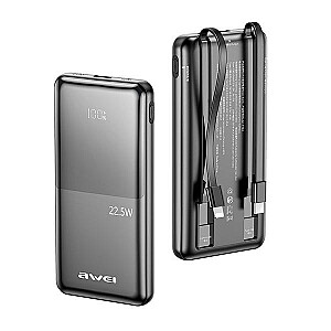 Powerbank 10000 мАч P76K 22,5 Вт 4 выхода для зарядки, два кабеля 