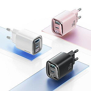 Сетевое зарядное устройство для быстрой зарядки GaN LED USB+USB-C CC229, 30 Вт, черное 