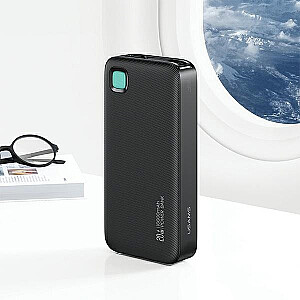 Powerbank 10000 мАч, 20 Вт, втягивающийся кабель быстрой зарядки USB-C, черный 