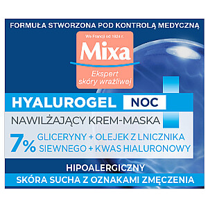 MIXA Sensitive Skin Expert Hyalurogel Night drėkinamoji naktinio kremo kaukė 50ml