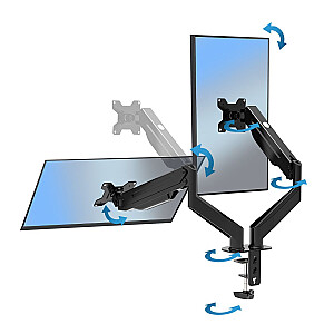 Esperanza ERW020 Газовое настольное крепление для двух мониторов 17-27 дюймов весом до 6 кг.