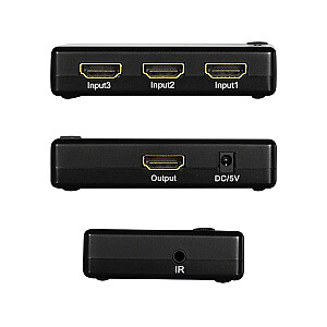 3x1 HDMI perjungiklis, 1080p, 60Hz, su nuotolinio valdymo pulteliu