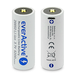 Baterija 26650 3.7V Li-ion 5200mAh micro USB 