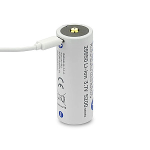 Baterija 26650 3.7V Li-ion 5200mAh micro USB 