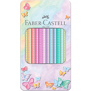 Faber-Castell Sparkle spalvoti pieštukai, 12 spalvų, metalinėje dėžutėje.