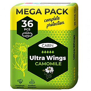 Higieniniai įklotai CARIN Camomile Ultra Wings su sparneliais 36 vnt.