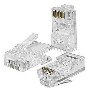 RJ45 kilpinė jungtis | CAT5e | USP | Pereiti |        Auksuoti kontaktai | 100 vnt 