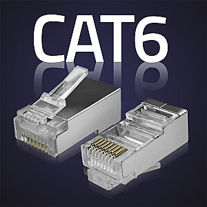 RJ45 kilpinė jungtis | CAT6 | FTP | Peržiūra |  Auksuoti kontaktai | 100 vnt 