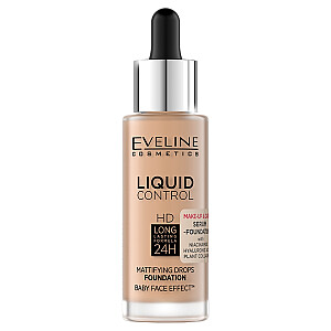 EVELINE Liquid Control HD makiažo pagrindas su lašintuvu 055 Medus 32ml