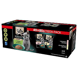 SHEBA Kitten skonių pasirinkimas padaže - šlapias kačių maistas - 40x85 g