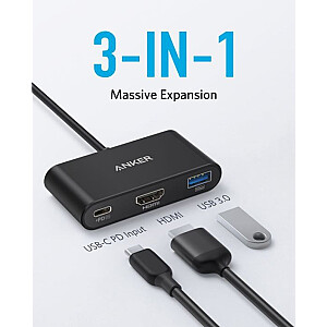 USB-C šakotuvas 3in1 4K HDMI pilka 