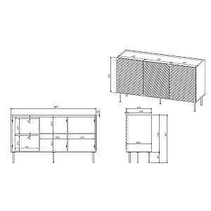 3D2SZ ONDA комод 150x45xH85 зеленый