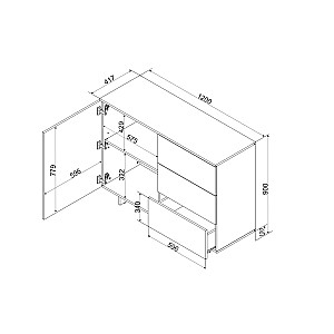 Komoda Cama 1D3S ALMA 120x41,5xH90 kašmyras