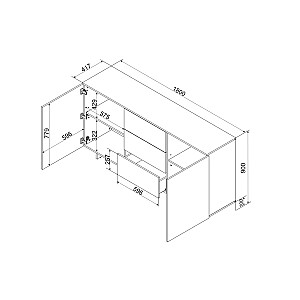 Komoda Cama 2D3S ALMA 180x41.5xH90 kašmyras