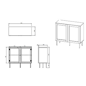 JUTA 2D komoda 100x39,5x90 juoda + Calabria linolis