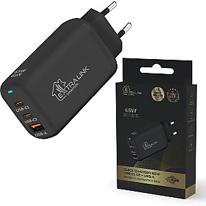 Extralink Smart Life greitas įkroviklis 65W GaN | Įkroviklis | 2x USB-C, USB-A, CHARESL02