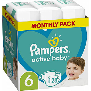 Pampers PAMPERS AB sauskelnės 6 dydis, 13-18kg, 128vnt.