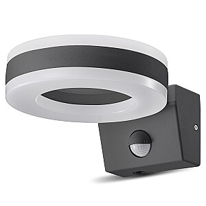 LED lempa Maclean, montuojama ant sienos, su PIR jutikliu, PC+ALU, 20 W, 1700 lm, IP65, neutrali balta 4000 K, pilka, MCE365