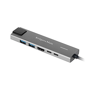 Adapteris USB Type-C prie HDMI/2x USB3.0/2x USB Type-C/RJ45 (koncentratorius)