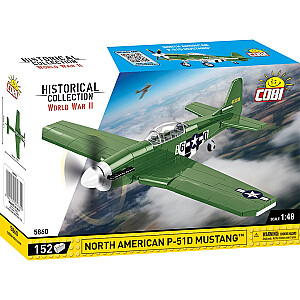 COBI 5860 istorinė kolekcija Šiaurės Amerikos P-51 Mustang Antrasis pasaulinis karas – Amerikos vieno variklio naikintuvas, 152 vnt.