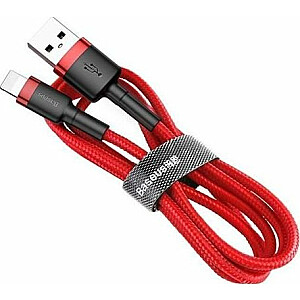USB kabelis Baseus Kewlar, Lightning 2.4A, 1M, raudonas