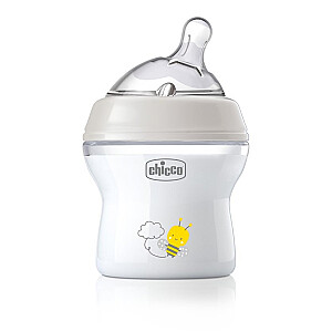 CHICCO NaturalFeeling plastikinis buteliukas 150ml su silikoniniu antgaliu, lėtas srautas 0m+