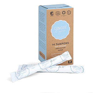 Tamponai GINGER ORGANIC Super ekologiški tamponai su aplikatoriumi 14 vnt.