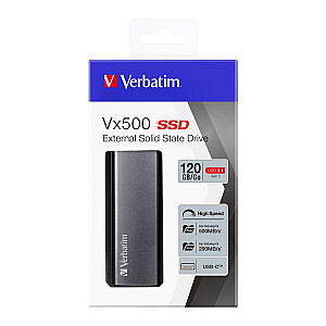 SSD 120 GB Verbatim Vx500 2,5 colio (6,3 cm) USB 3.1 sidabrinė mažmeninė prekyba