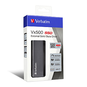 SSD 120 GB Verbatim Vx500 2,5 colio (6,3 cm) USB 3.1 sidabrinė mažmeninė prekyba