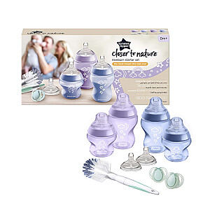 TOMMEE TIPPEE SET Closer To Nature Стартовый набор для новорожденных Стартовый набор для новорожденных бутылочка с соской 0м+ 150мл x2 + бутылочка с соской 0м+ 260мл x2 + щеточка для бутылочек и сосок x1 + соска 0-6м x2 + соска для бутылочки 3м+ x2