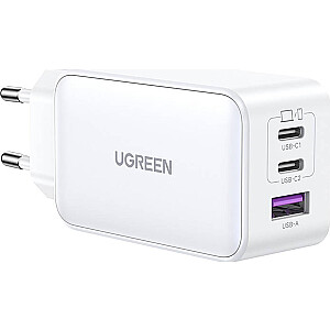 Įkroviklis Ugreen UGREEN 15339 Tinklo įkroviklis Nexode, 2xUSB-C, USB-A 3.0, PD3.0, QC4.0, GaN, 65 W (balta)