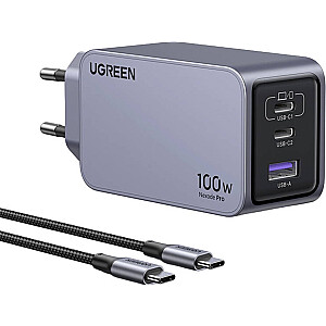 Зарядное устройство Ugreen UGREEN Nexode Pro 100W GaN USB-A зарядное устройство, 2xUSB-C серый