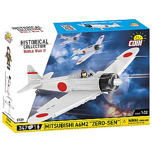 COBI 5729 istorinė kolekcija Antrojo pasaulinio karo orlaivis Mitsubishi A6M2 "ZERO-SEN" 347 cc