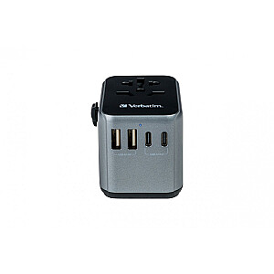 Kelioninis adapteris UTA-03 49545 180 šalių, PD įkroviklis 30 W, QC 3.0 3x USB-C, 2x USB-A 