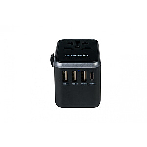 UTA-04 49546 PD 61W įkroviklis ir kelioninis adapteris, QC 3.0, 2x USB-C, 3x USB-A 