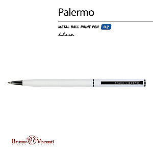 Rašiklis Bruno Visconti "PALERMO" 0,7mm, baltas korpusas, mėlynas rašalas