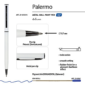 Rašiklis Bruno Visconti "PALERMO" 0,7mm, baltas korpusas, mėlynas rašalas