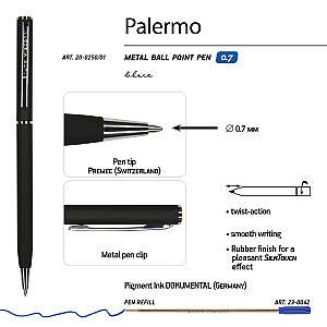 Rašiklis Bruno Visconti "PALERMO" 0,7mm, juodas korpusas, mėlynas rašalas