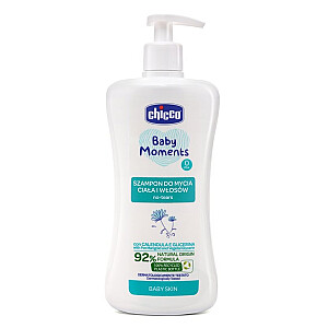 CHICCO Baby Moments Šampūnas kūnui ir plaukams plauti 0m+ 500ml