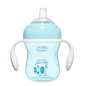 CHICCO Transition Cup Pirmas treniruočių puodelis 200ml su minkštu snapeliu 4m+ Boy