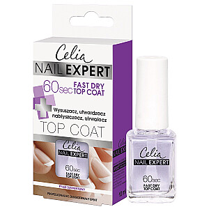 CELIA Nail Expert 60sec Fast Dry Top Coat džiovintuvas, kietiklis, blizgesys, nagų lako fiksatorius 10 ml