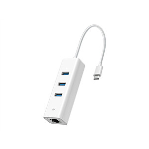 TP-LINK UE330C USB 3.0 Type-C į Gigabit Ethernet tinklo adapteris su 3 prievadų USB 3.0 tipo A šakotuvu