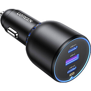 Įkroviklis Ugreen Automobilinis įkroviklis UGREEN CD293, 2XUSB-C PD+ USB-A 130W (juodas)