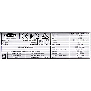 Maitinimo adapteris/keitiklis Fronius Symo 4.5-3-M vidaus 4500 W Juoda, pilka