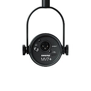 Shure MV7+-K-BNDL – paskaitų/vokalinis mikrofonas su XLR/USB-C jungtimi, juodas + GATOR stalinis stovas