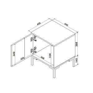 Naktinis staliukas Cama 2 vnt MERCI 44x40x52.5 juodas/ąžuolas artisan