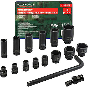 НАСАДКИ ROCKFORCE IMPACT 16шт.1/2" 10-36мм /ВСТАВКА